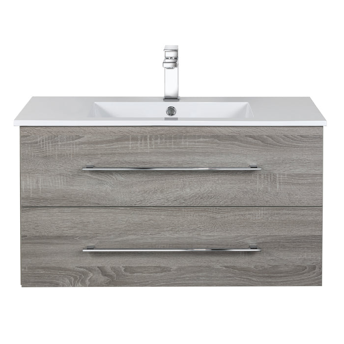 Aspen Modern Wall Mounted Floating Bathroom Vanity Set with Cultured Marble Top and Sink