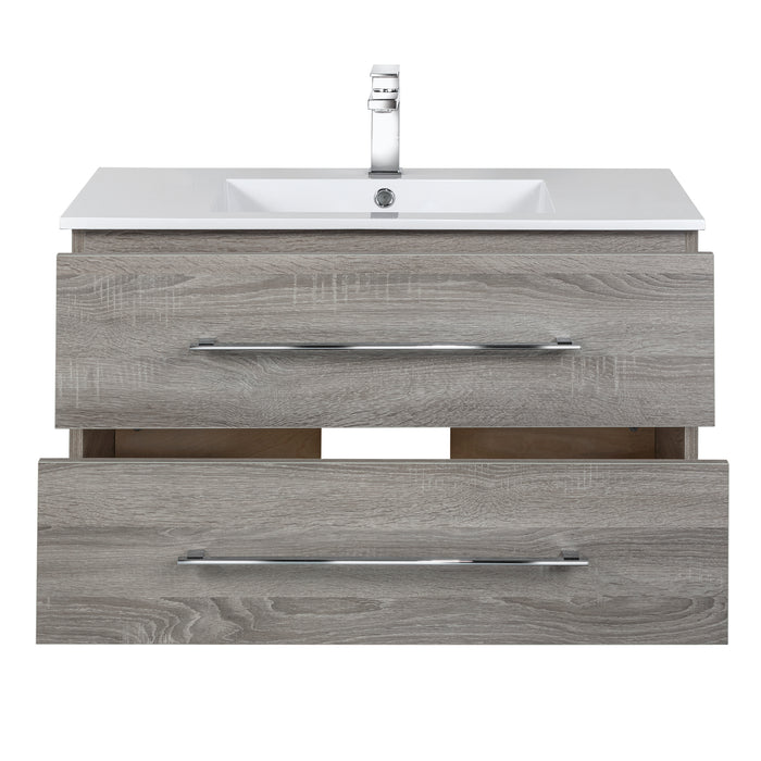 Aspen Modern Wall Mounted Floating Bathroom Vanity Set with Cultured Marble Top and Sink
