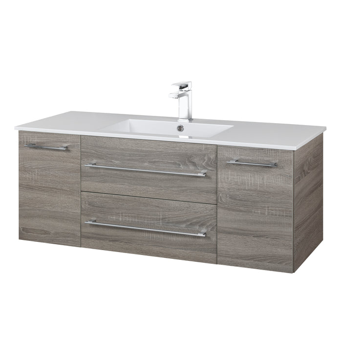 Aspen Modern Wall Mounted Floating Bathroom Vanity Set with Cultured Marble Top and Sink