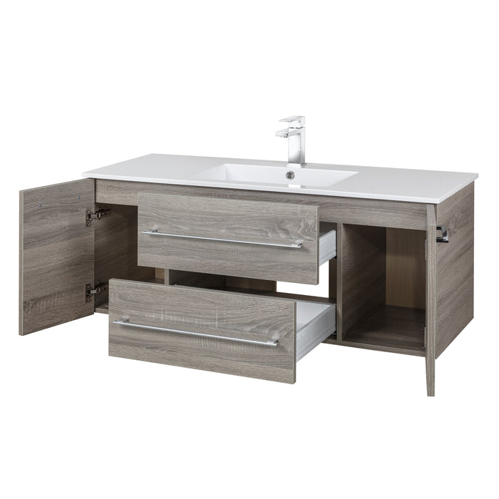 Aspen Modern Wall Mounted Floating Bathroom Vanity Set with Cultured Marble Top and Sink