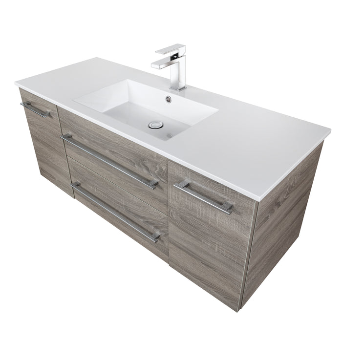 Aspen Modern Wall Mounted Floating Bathroom Vanity Set with Cultured Marble Top and Sink