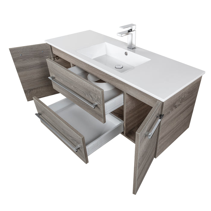 Aspen Modern Wall Mounted Floating Bathroom Vanity Set with Cultured Marble Top and Sink