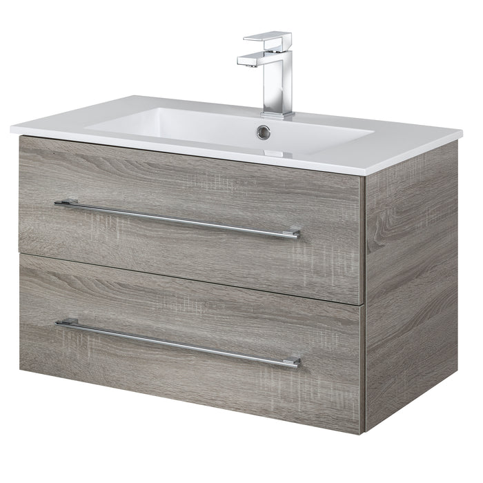 Aspen Modern Wall Mounted Floating Bathroom Vanity Set with Cultured Marble Top and Sink