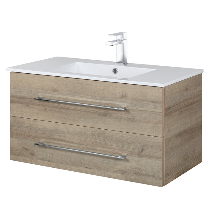Aspen Modern Wall Mounted Floating Bathroom Vanity Set with Cultured Marble Top and Sink