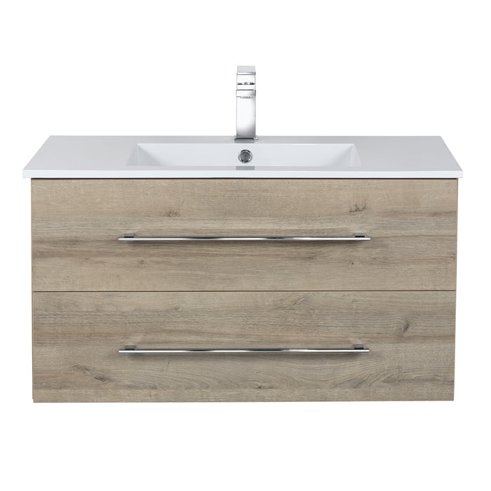 Aspen Modern Wall Mounted Floating Bathroom Vanity Set with Cultured Marble Top and Sink