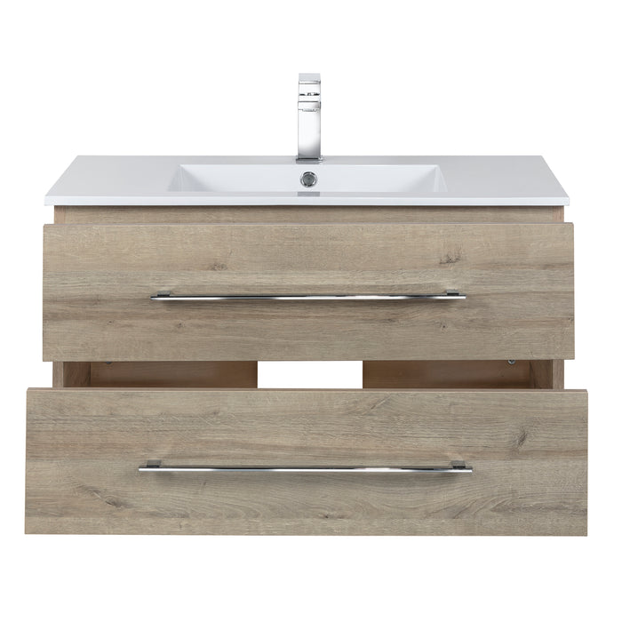 Aspen Modern Wall Mounted Floating Bathroom Vanity Set with Cultured Marble Top and Sink