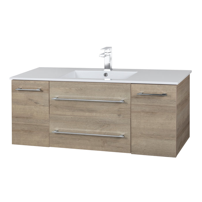Aspen Modern Wall Mounted Floating Bathroom Vanity Set with Cultured Marble Top and Sink