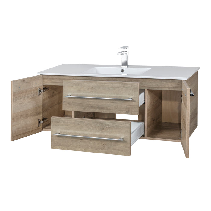Aspen Modern Wall Mounted Floating Bathroom Vanity Set with Cultured Marble Top and Sink