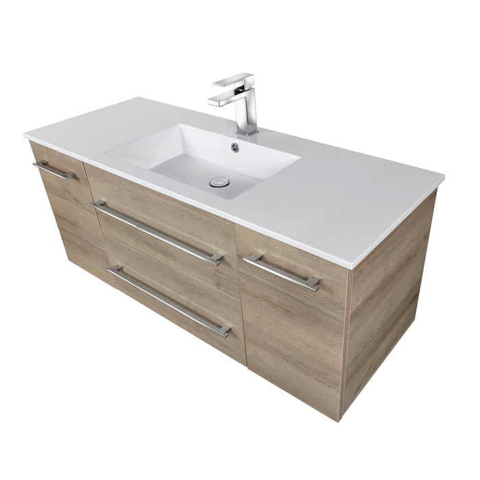 Aspen Modern Wall Mounted Floating Bathroom Vanity Set with Cultured Marble Top and Sink