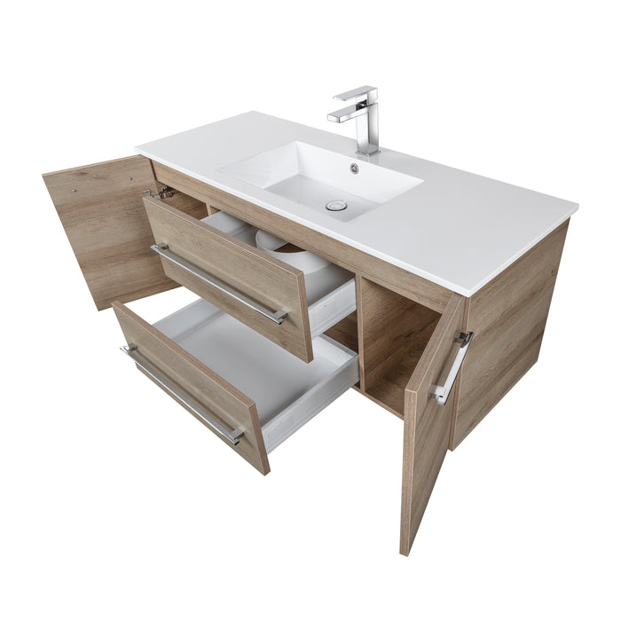 Aspen Modern Wall Mounted Floating Bathroom Vanity Set with Cultured Marble Top and Sink
