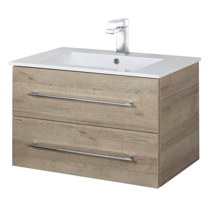 Aspen Modern Wall Mounted Floating Bathroom Vanity Set with Cultured Marble Top and Sink