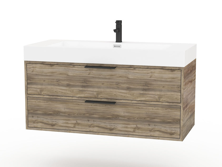 Bordeaux Modern Wall Mounted Floating Bathroom Vanity Set with Cultured Marble Top and Sink