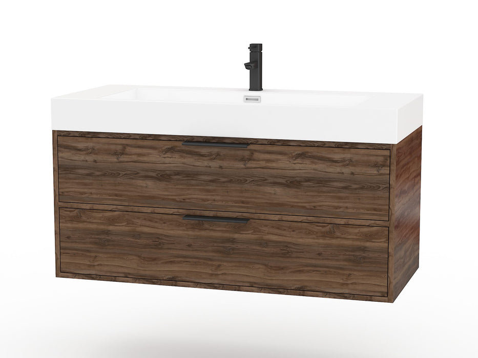 Bordeaux Modern Wall Mounted Floating Bathroom Vanity Set with Cultured Marble Top and Sink