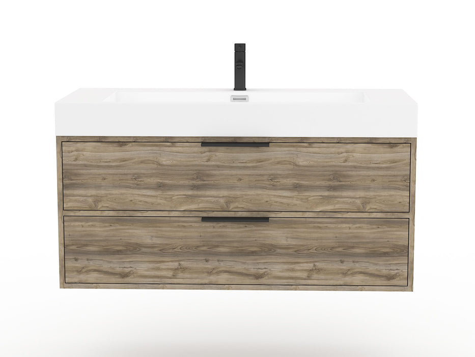 Bordeaux Modern Wall Mounted Floating Bathroom Vanity Set with Cultured Marble Top and Sink