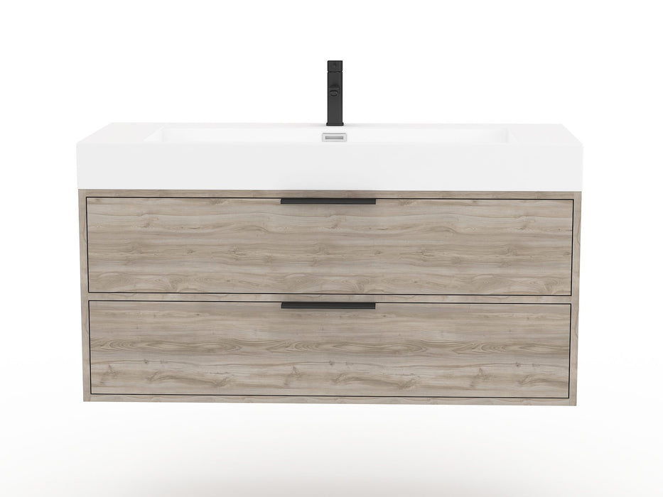 Bordeaux Modern Wall Mounted Floating Bathroom Vanity Set with Cultured Marble Top and Sink