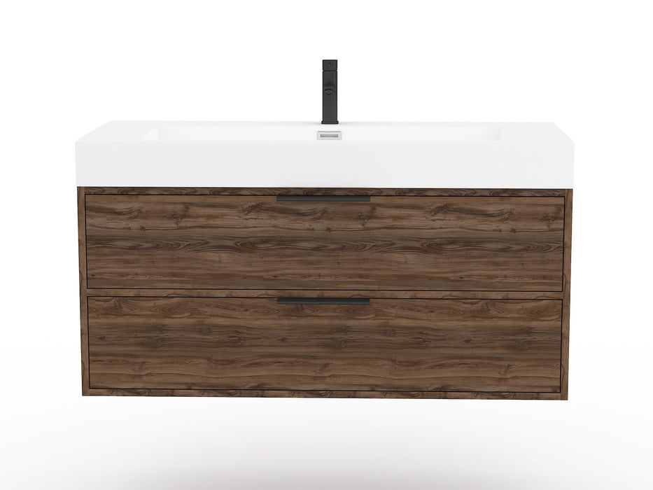 Bordeaux Modern Wall Mounted Floating Bathroom Vanity Set with Cultured Marble Top and Sink