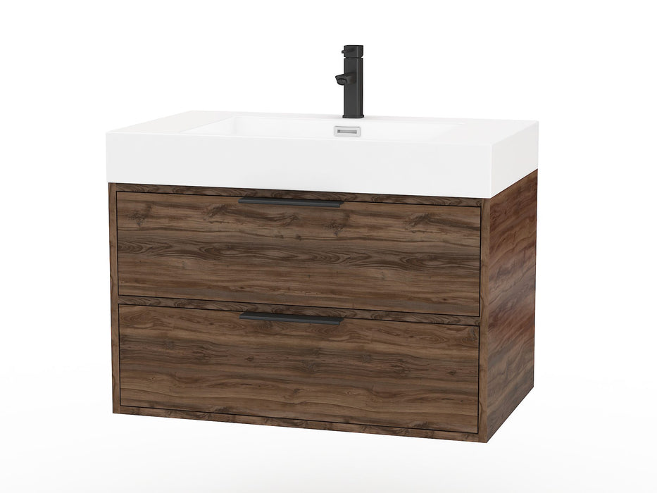 Bordeaux Modern Wall Mounted Floating Bathroom Vanity Set with Cultured Marble Top and Sink