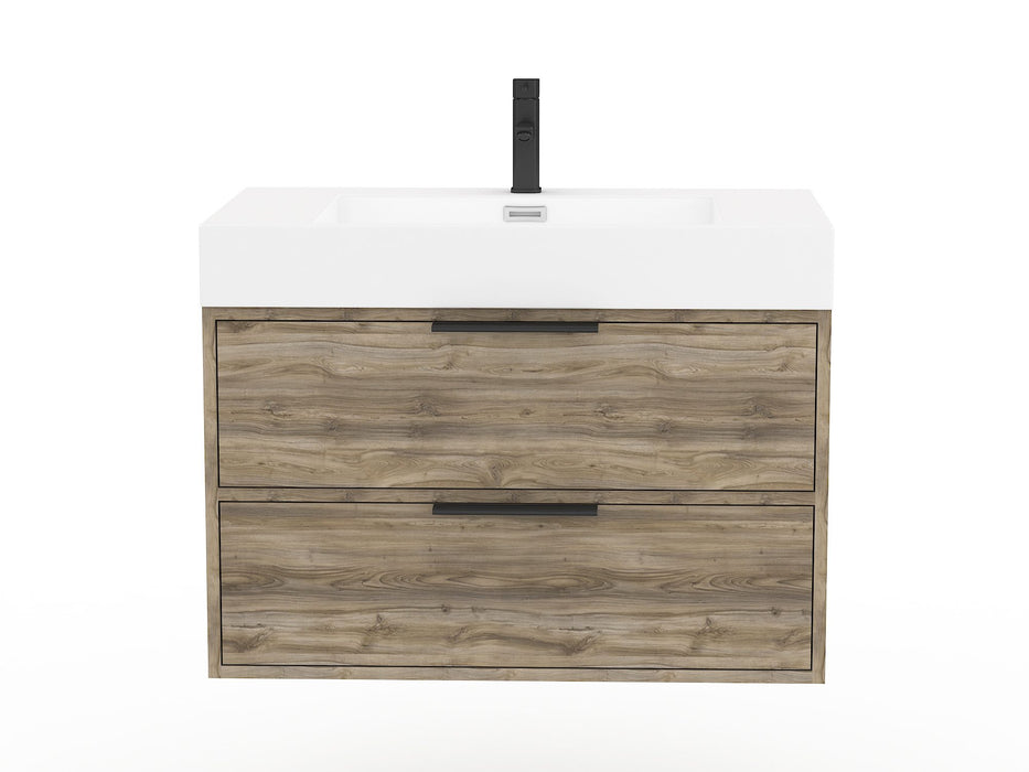 Bordeaux Modern Wall Mounted Floating Bathroom Vanity Set with Cultured Marble Top and Sink