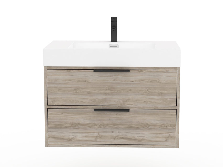 Bordeaux Modern Wall Mounted Floating Bathroom Vanity Set with Cultured Marble Top and Sink