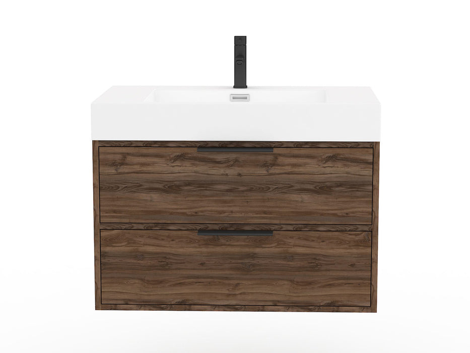 Bordeaux Modern Wall Mounted Floating Bathroom Vanity Set with Cultured Marble Top and Sink