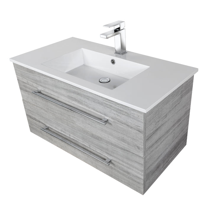Aspen Modern Wall Mounted Floating Bathroom Vanity Set with Cultured Marble Top and Sink
