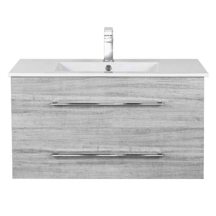Aspen Modern Wall Mounted Floating Bathroom Vanity Set with Cultured Marble Top and Sink