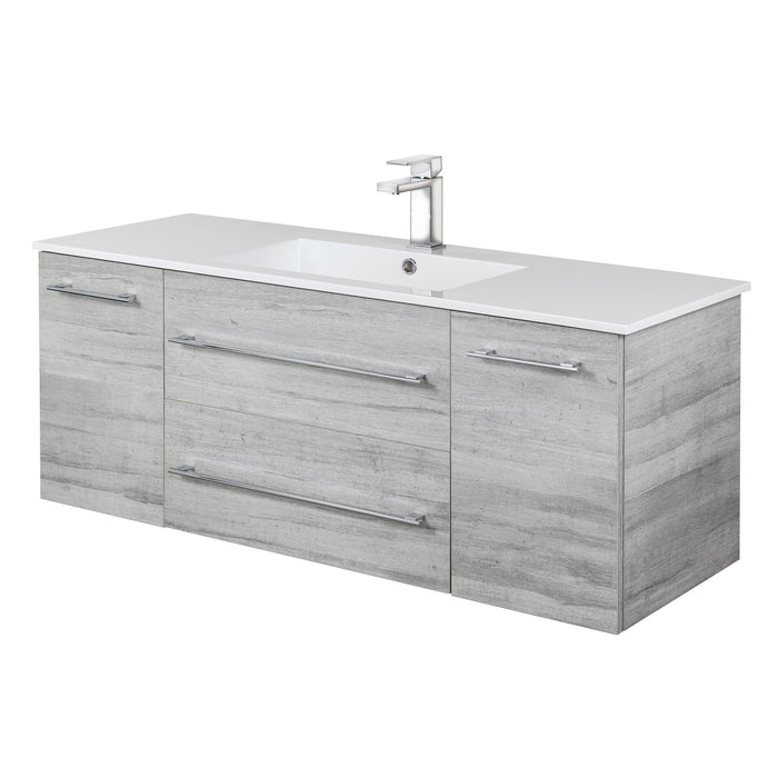 Aspen Modern Wall Mounted Floating Bathroom Vanity Set with Cultured Marble Top and Sink