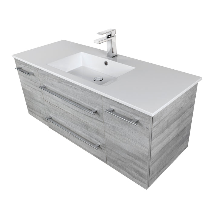 Aspen Modern Wall Mounted Floating Bathroom Vanity Set with Cultured Marble Top and Sink