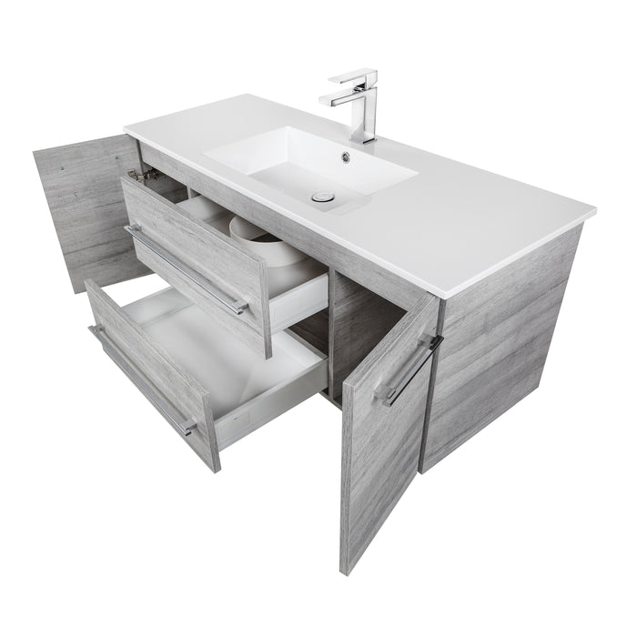 Aspen Modern Wall Mounted Floating Bathroom Vanity Set with Cultured Marble Top and Sink