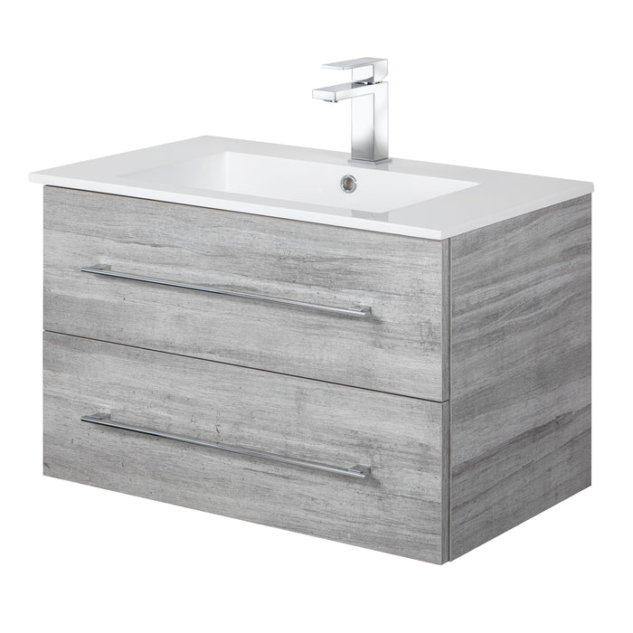 Aspen Modern Wall Mounted Floating Bathroom Vanity Set with Cultured Marble Top and Sink