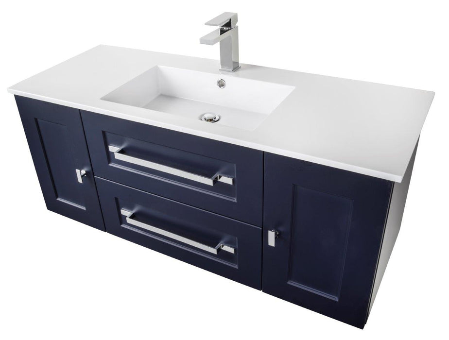 Barri Modern Wall Mounted Floating Bathroom Vanity Set with Cultured Marble Top and Sink