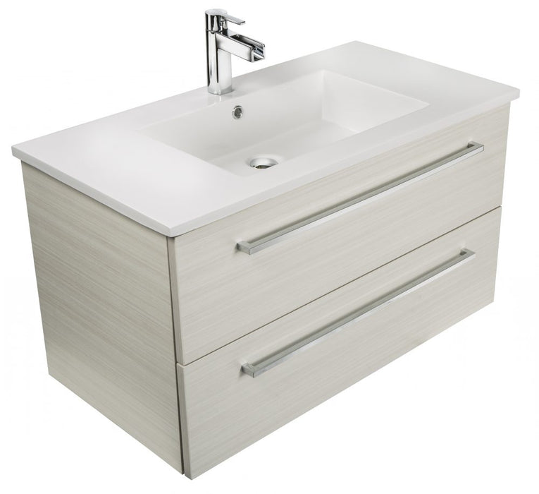 Boho Modern Wall Mounted Floating Bathroom Vanity Set with Cultured Marble Top and Sink
