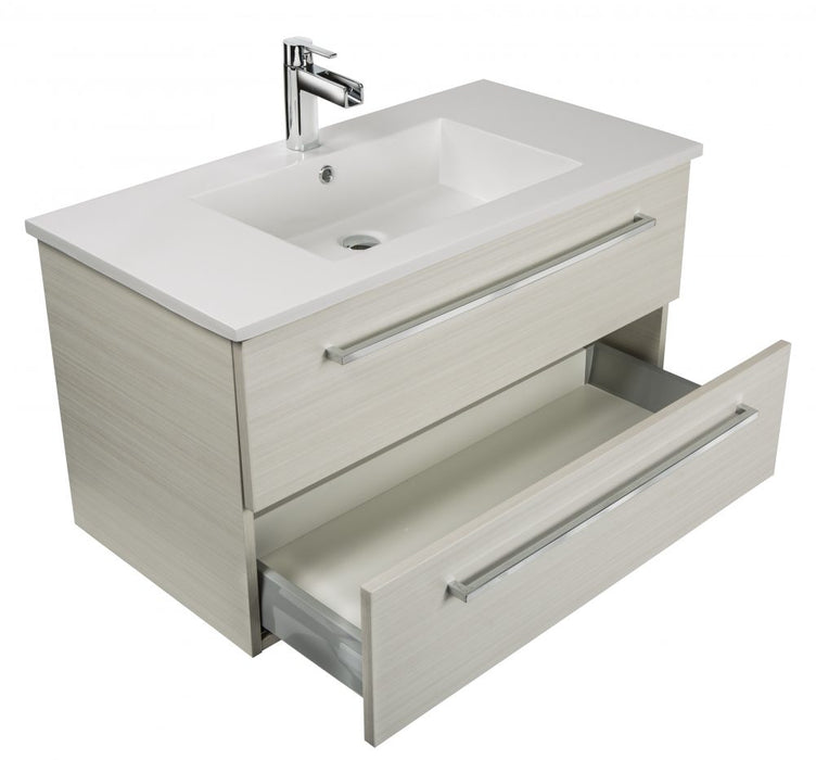 Boho Modern Wall Mounted Floating Bathroom Vanity Set with Cultured Marble Top and Sink