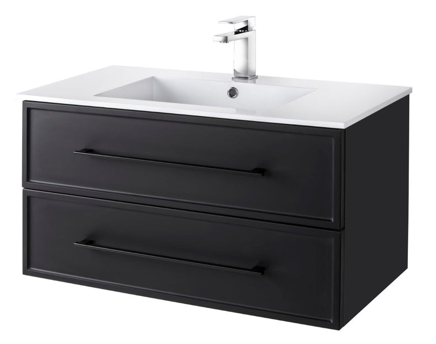 Lucca Modern Wall Mounted Floating Bathroom Vanity with Cultured Marble Top and Sink