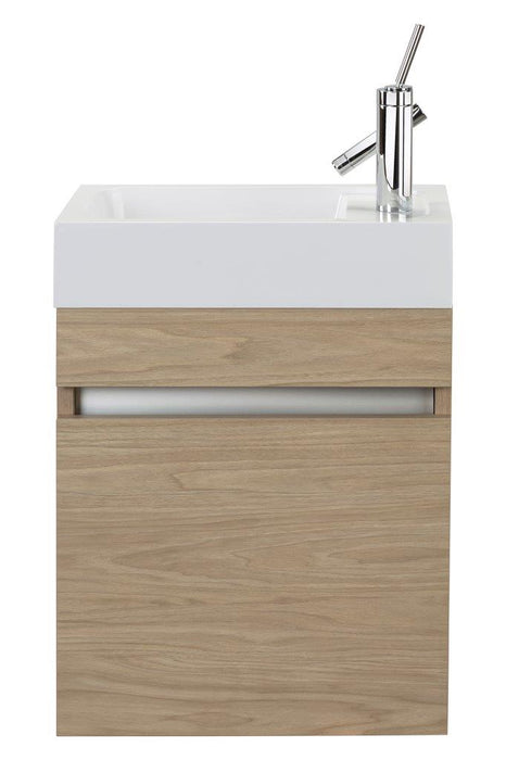 18" Tulum Modern Wall Mounted Floating Bathroom Vanity Set with Cultured Marble Top and Sink