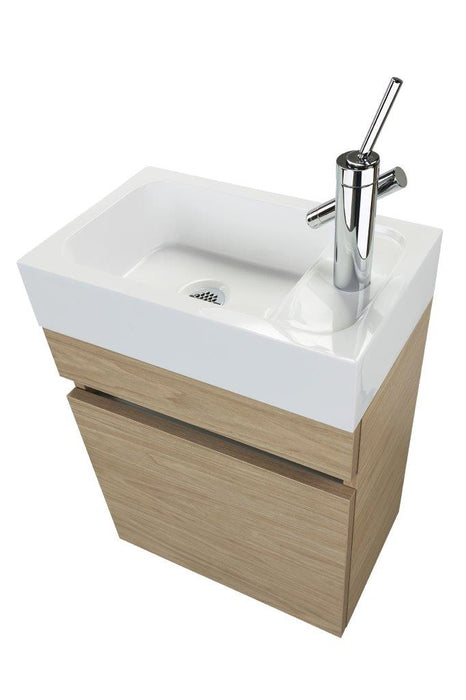 18" Tulum Modern Wall Mounted Floating Bathroom Vanity Set with Cultured Marble Top and Sink