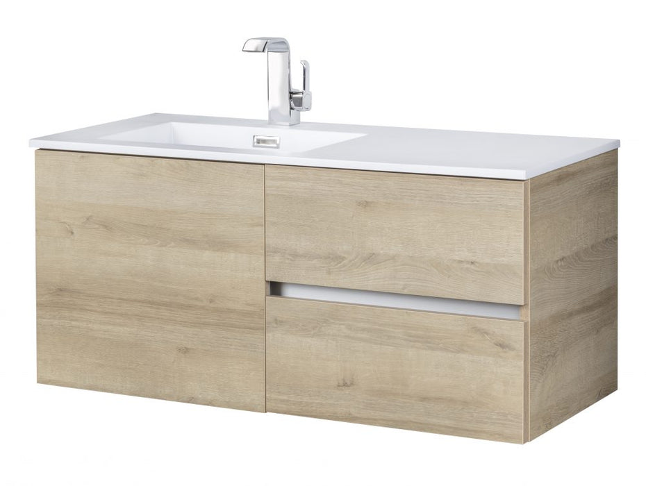 42" Breakwater Wall Mounted Floating Bathroom Vanity Set with Cultured Marble Top and Offset Sink
