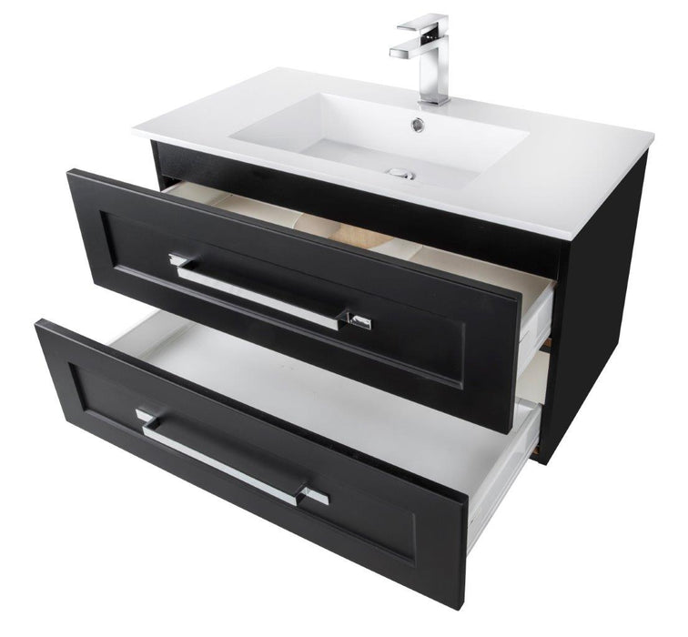 Barri Modern Wall Mounted Floating Bathroom Vanity Set with Cultured Marble Top and Sink