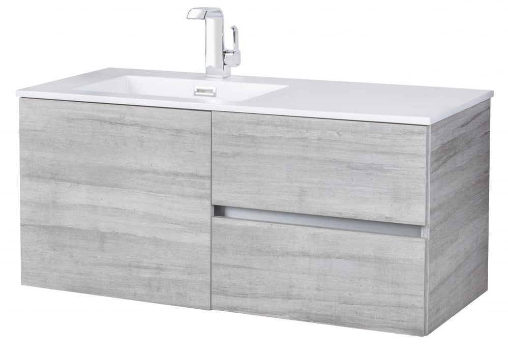 42" Breakwater Wall Mounted Floating Bathroom Vanity Set with Cultured Marble Top and Offset Sink
