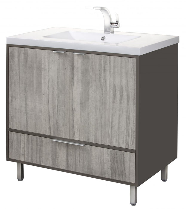 Stella Modern Free Standing Bathroom Vanity Set with Cultured Marble Top and Sink