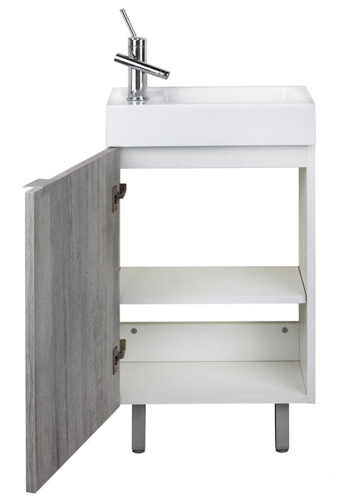 18" Boka Modern Spacesaver Free Standing Bathroom Vanity Set with Cultured Marble Top and Sink