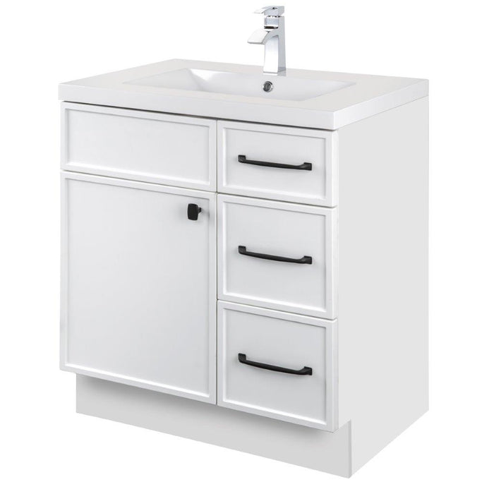 Mio Modern Free Standing Bathroom Vanity Set with Cultured Marble Top and Sink