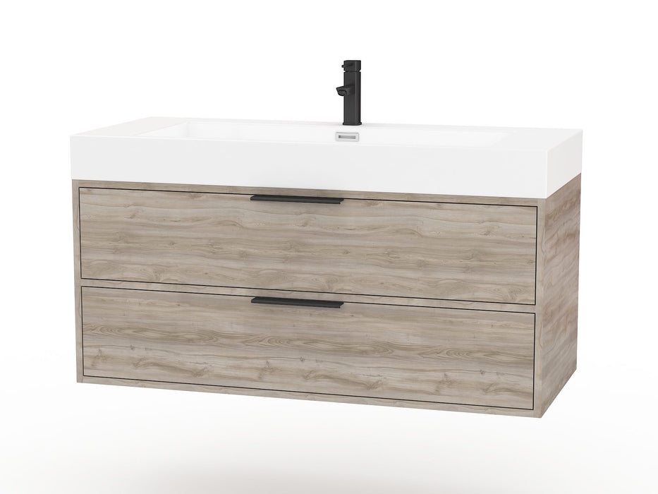Bordeaux Modern Wall Mounted Floating Bathroom Vanity Set with Cultured Marble Top and Sink
