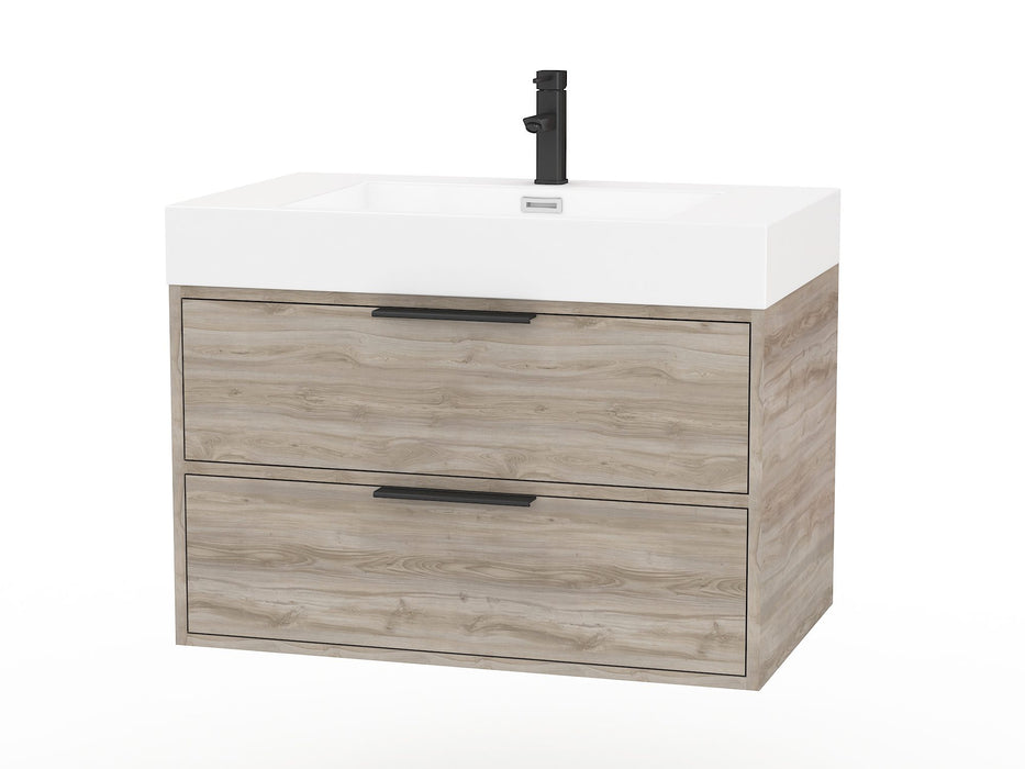 Bordeaux Modern Wall Mounted Floating Bathroom Vanity Set with Cultured Marble Top and Sink