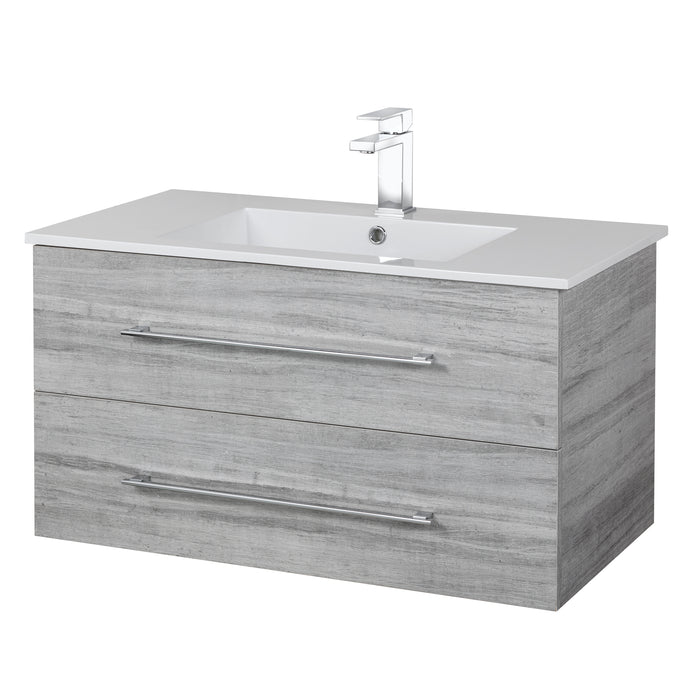 Aspen Modern Wall Mounted Floating Bathroom Vanity Set with Cultured Marble Top and Sink