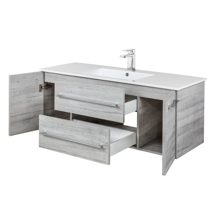 Aspen Modern Wall Mounted Floating Bathroom Vanity Set with Cultured Marble Top and Sink